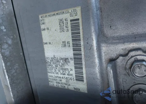 2010 Nissan Altima 2.5 S из США, поврежденный, VIN 1N4AL2AP0AN458165